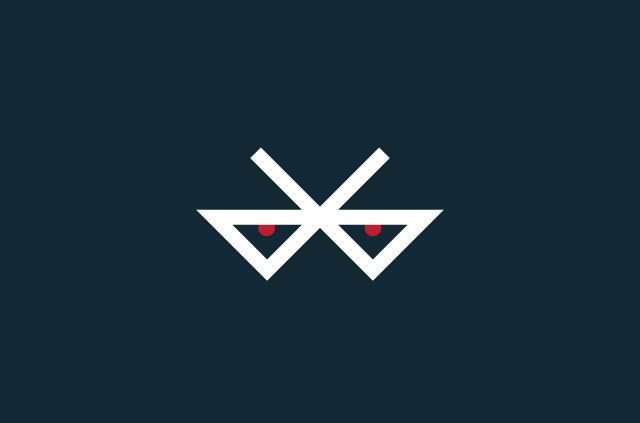 The Bluetooth logo with evil eyes.