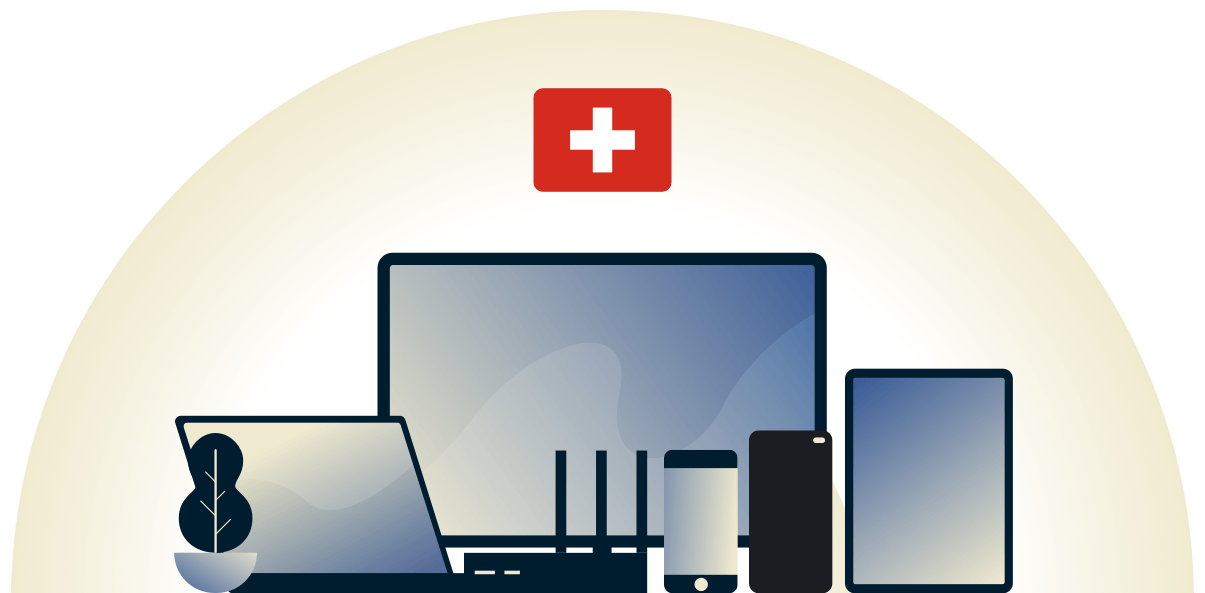 Schweiz VPN, der beskytter en r&aelig;kke forskellige enheder.