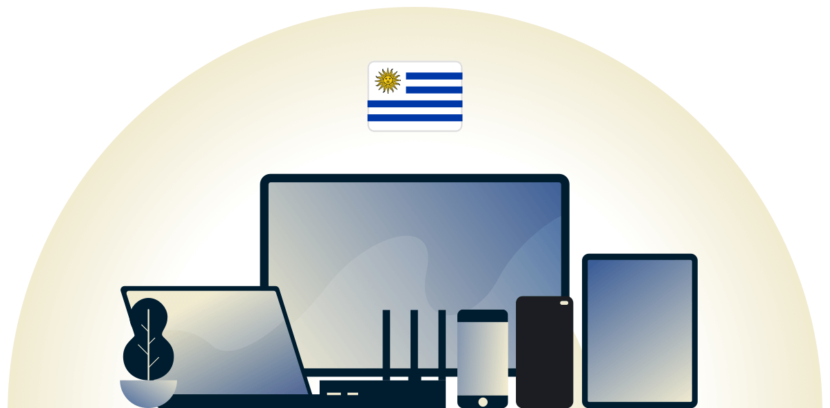 VPN dell'Uruguay che protegge una varietà di dispositivi.
